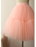 Peach Pink Satin Belt Tulle Tutu Skirt